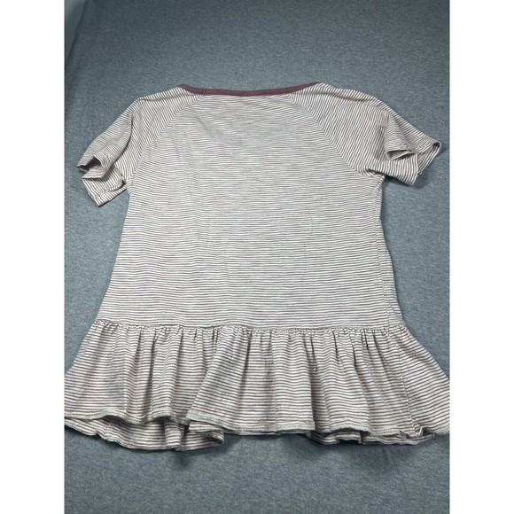 Lucky Brand Women Gray Short Sleeve Top S striped - Picture 5 of 5